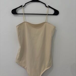 Bohme Cream Spaghetti Strap Bodysuit